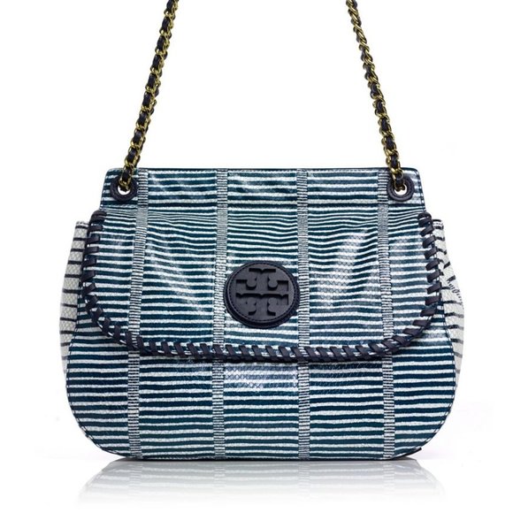 Tory Burch Handbags - Tory Burch Blue Marion Patchwork Saddle Bag